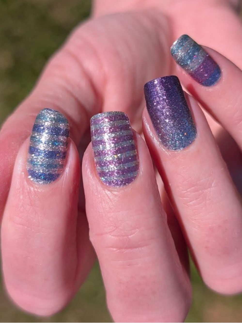 *Exclusive* Color Street: Silver Linings | Stripes Glitter Blue Turquoise Pink - Picture 8 of 10